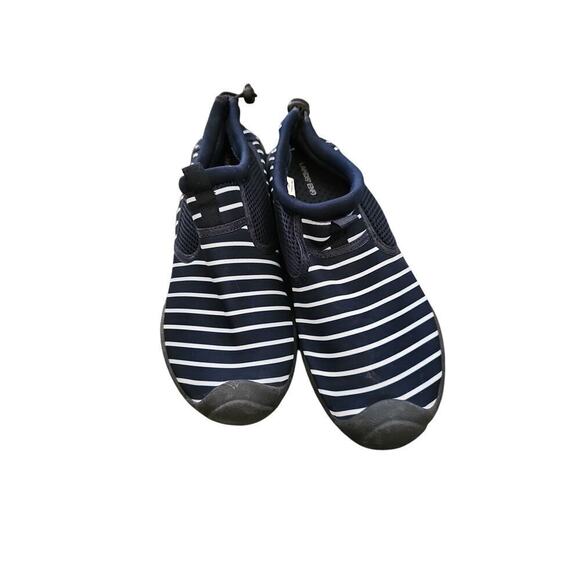 Lands end Classic slip on water shoes sz 9 navy blue white stripes - Picture 3 of 5